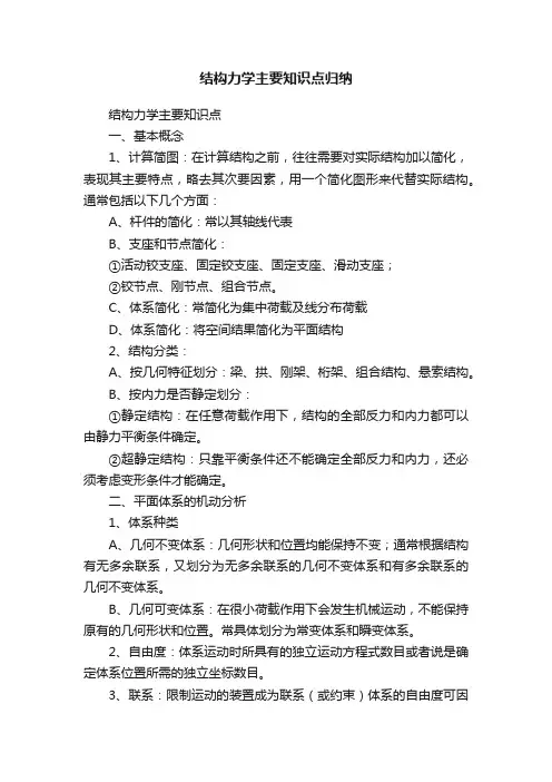结构力学主要知识点归纳