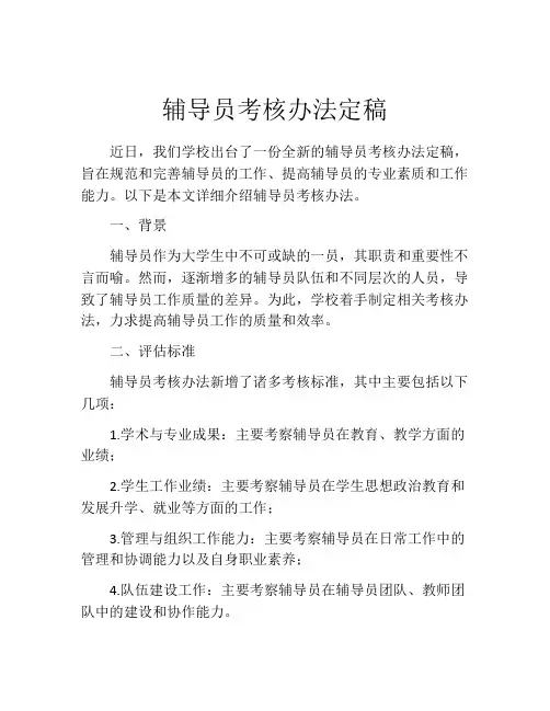 辅导员考核办法定稿