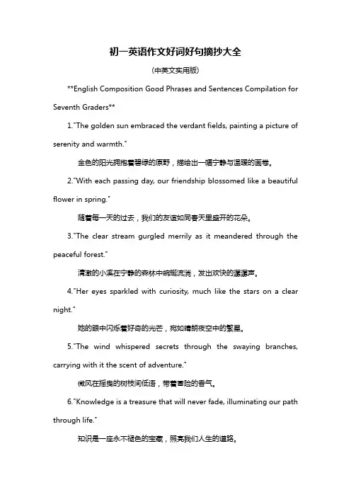 初一英语作文好词好句摘抄大全