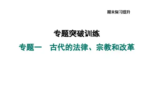 部编版九年级历史上册复习课件--专题一 古代的法律、宗教和改革
