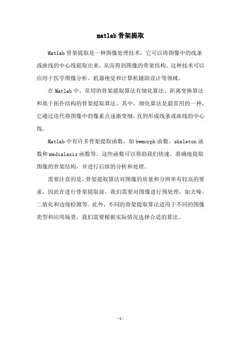 matlab骨架提取