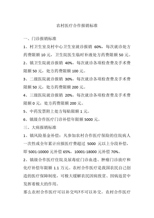 农村医疗合作报销标准