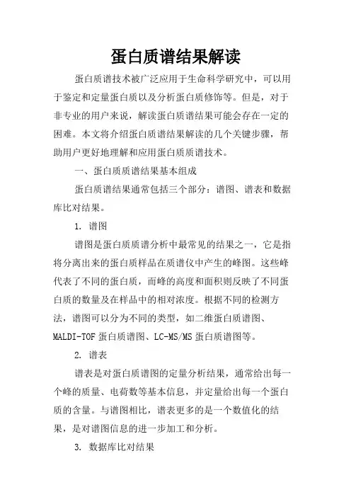 蛋白质谱结果解读