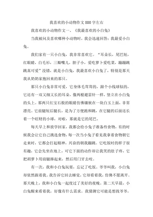 我喜欢的小动物作文800字左右