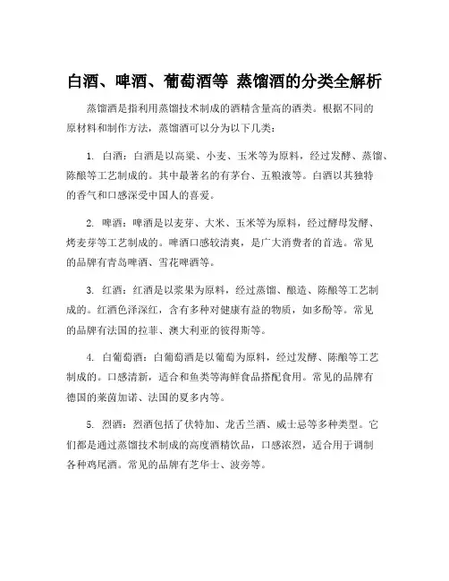 蒸馏酒的分类