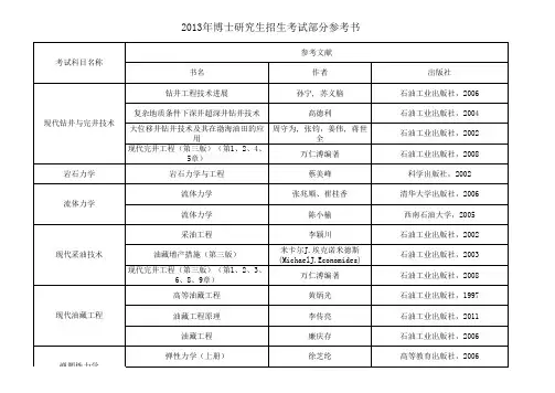 2013年博士研究生招生考试部分参考书