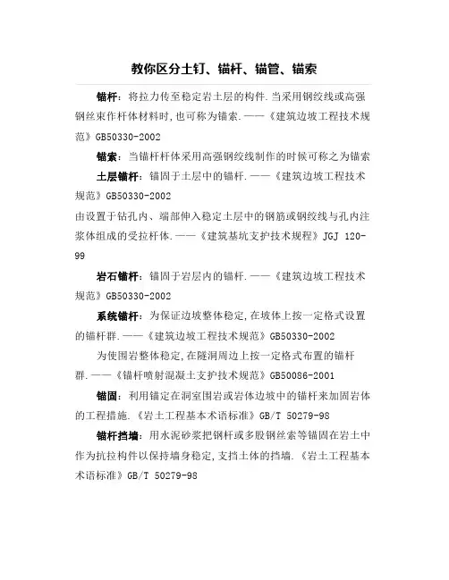 教你区分土钉、锚杆、锚管、锚索