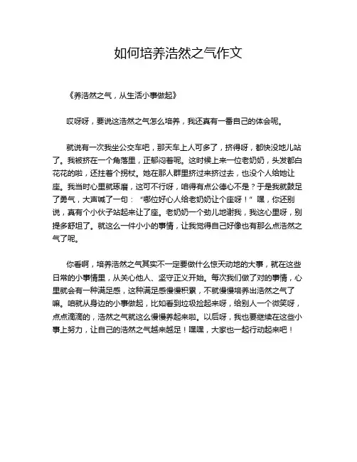 如何培养浩然之气作文