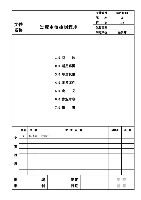 过程审核控制程序