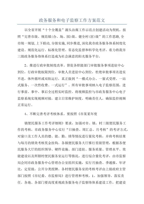 政务服务和电子监察工作方案范文