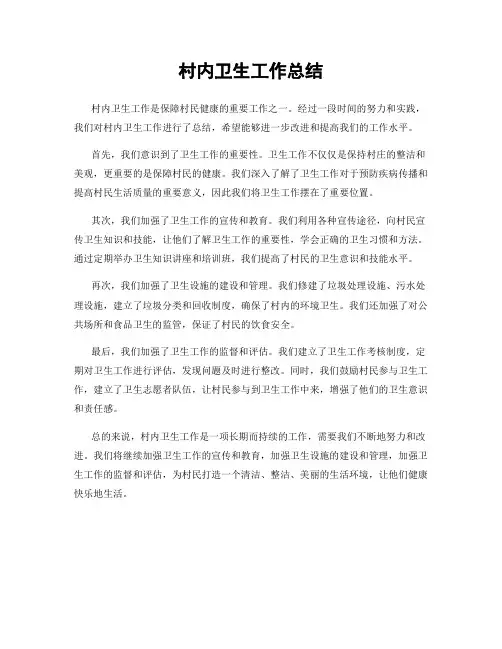 村内卫生工作总结