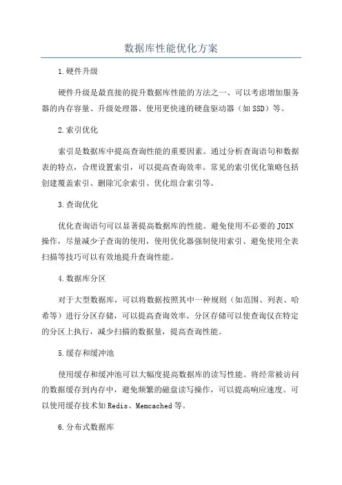 数据库性能优化方案