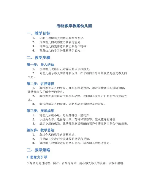春晓教学教案幼儿园