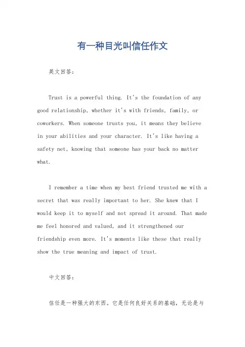 有一种目光叫信任作文