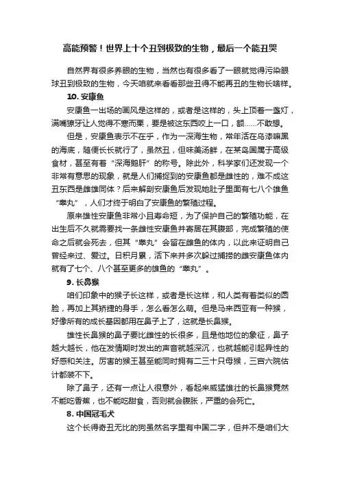 高能预警！世界上十个丑到极致的生物，最后一个能丑哭