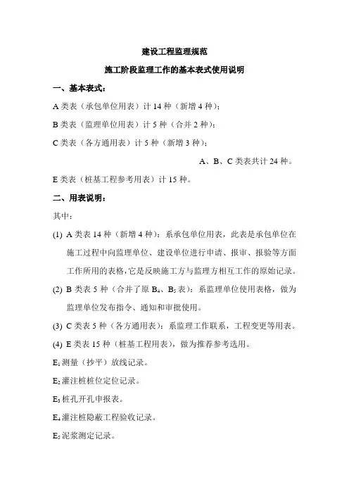 建设工程监理规范用表(完整版)