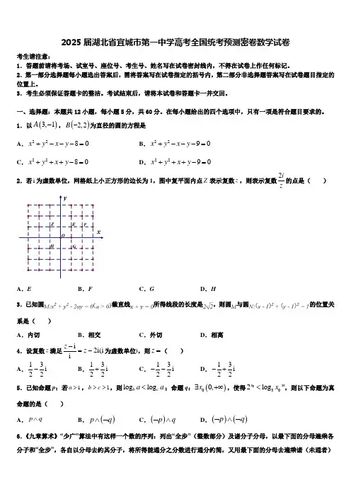 2025届湖北省宜城市第一中学高考全国统考预测密卷数学试卷含解析