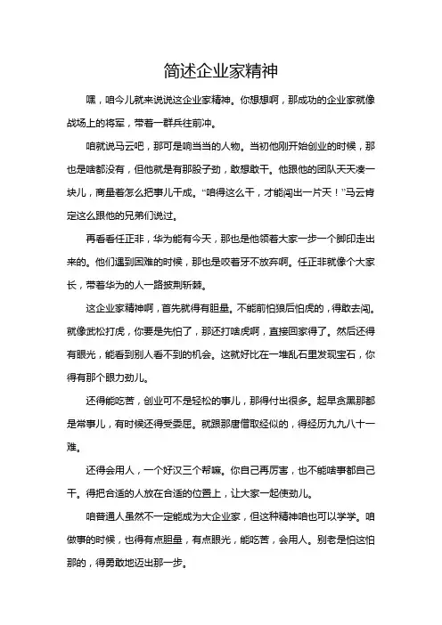 简述企业家精神