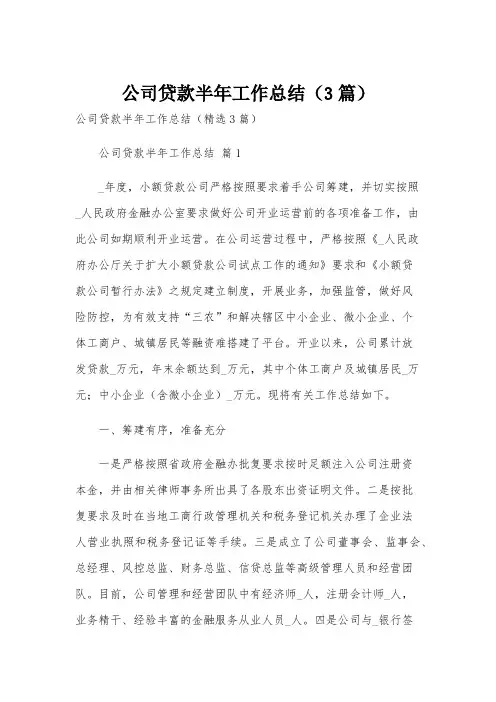 公司贷款半年工作总结(3篇)