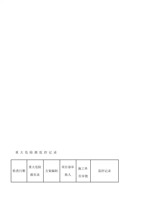 重大危险源监 控 记 录