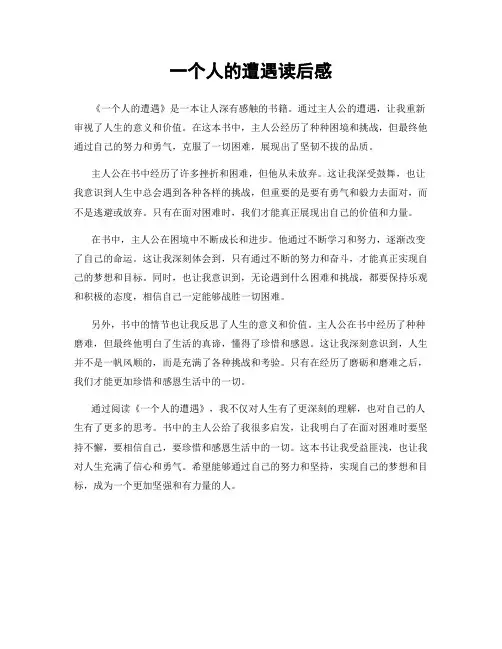 一个人的遭遇读后感
