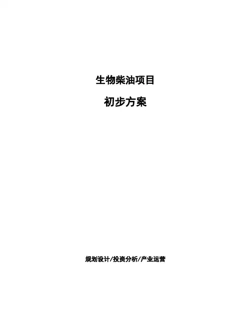 生物柴油项目初步方案 (1)