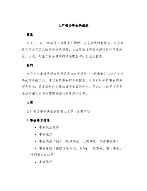 生产安全事故快报表