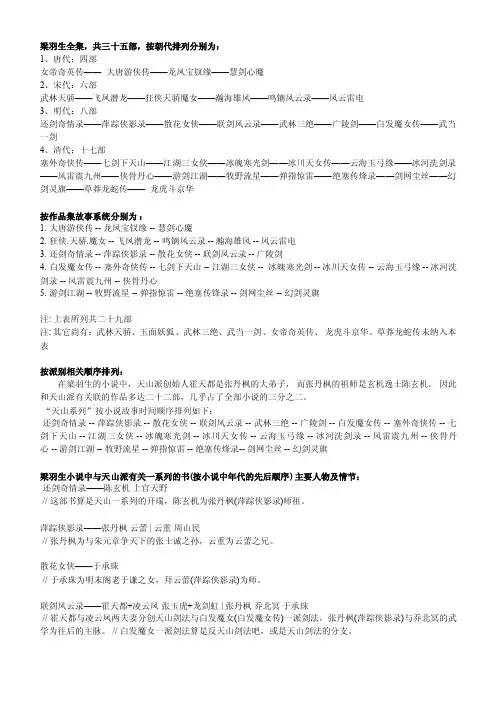 [定稿]梁羽生作品顺序及人物情节介绍