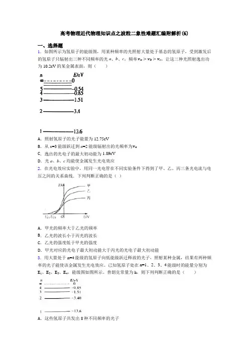 高考物理近代物理知识点之波粒二象性难题汇编附解析(6)