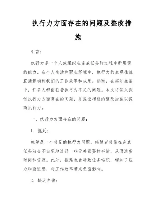 执行力方面存在的问题及整改措施