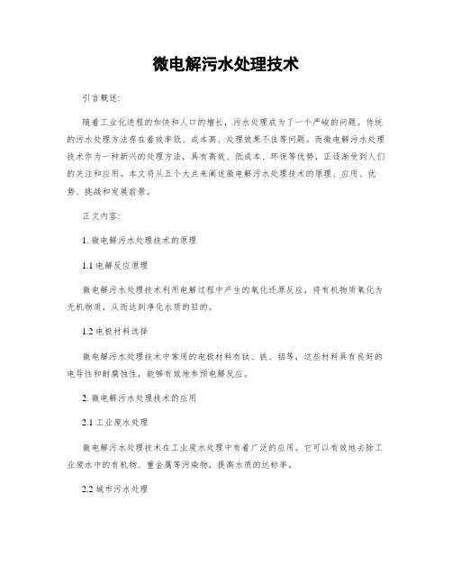 微电解污水处理技术