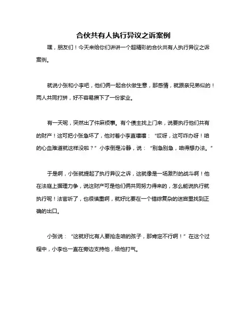 合伙共有人执行异议之诉案例
