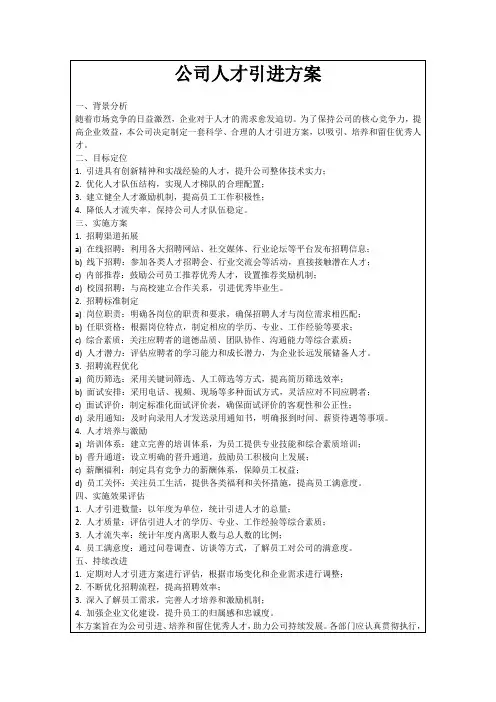 公司人才引进方案
