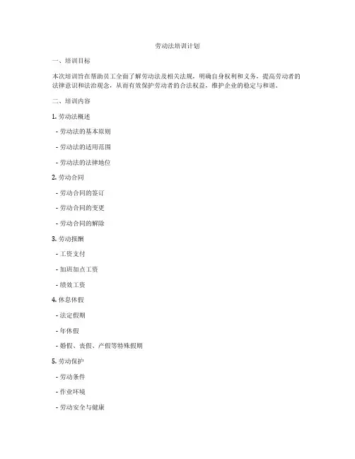 劳动法培训计划