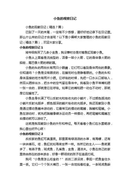 小鱼的观察日记（精选7篇）