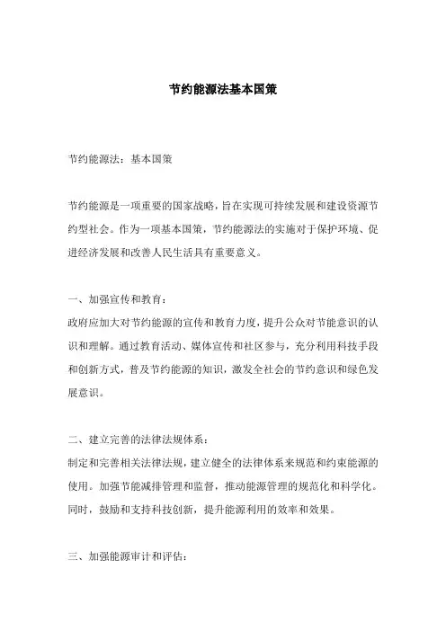 节约能源法 基本国策