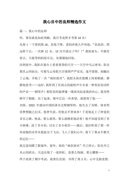 我心目中的良师精选作文