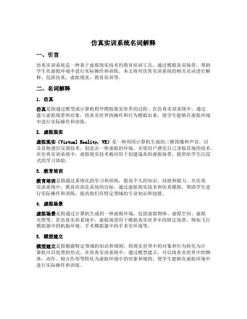仿真实训系统名词解释