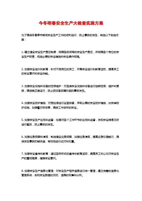 今冬明春安全生产大检查实施方案 (2)