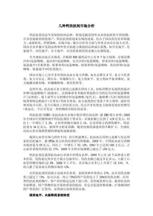 几种钙拮抗剂市场分析