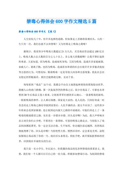 禁毒心得体会600字作文精选5篇