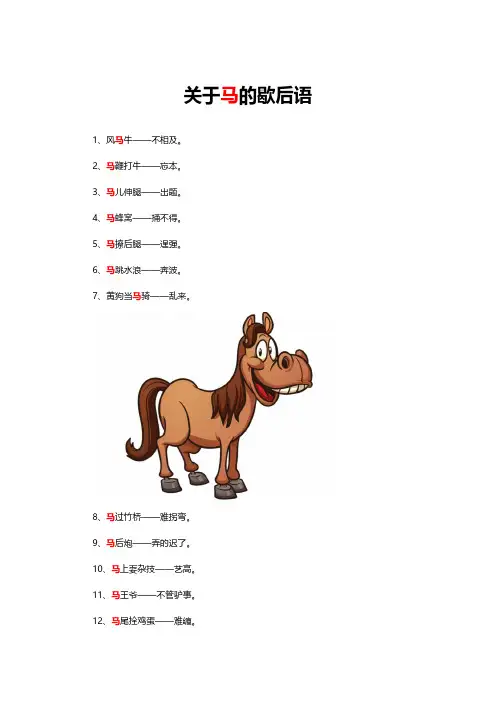 (优质)关于马的歇后语