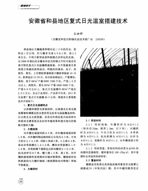 安徽省和县地区复式日光温室搭建技术