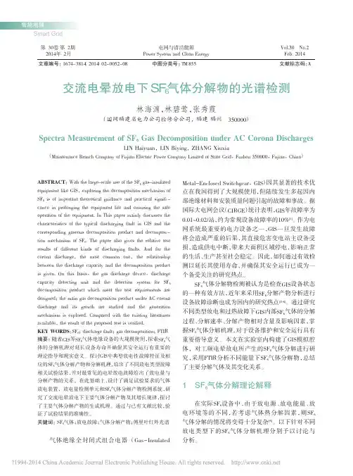 交流电晕放电下SF_6气体分解物的光谱检测_林海渊