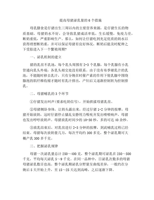 提高母猪泌乳量的6个措施