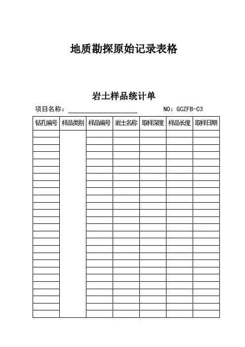 地质勘探原始记录表格