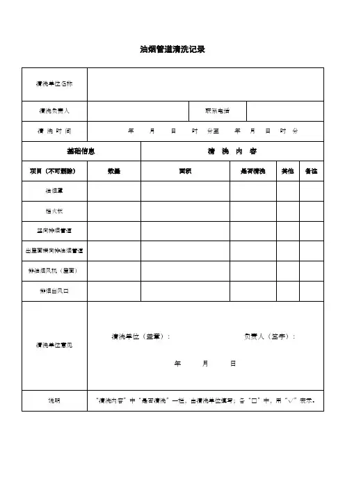 油烟管道清洗记录