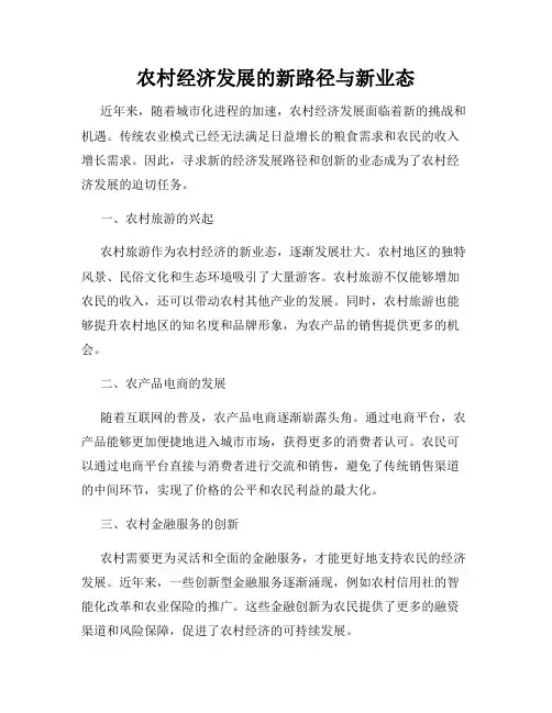 农村经济发展的新路径与新业态