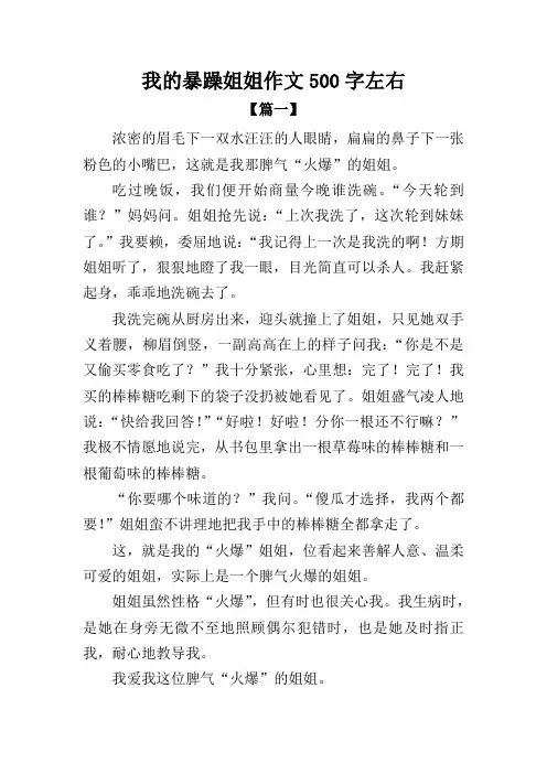 我的暴躁姐姐作文500字左右