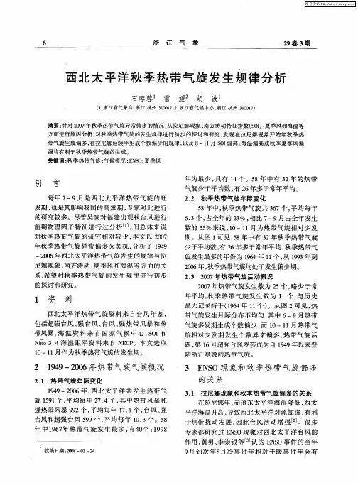 西北太平洋秋季热带气旋发生规律分析
